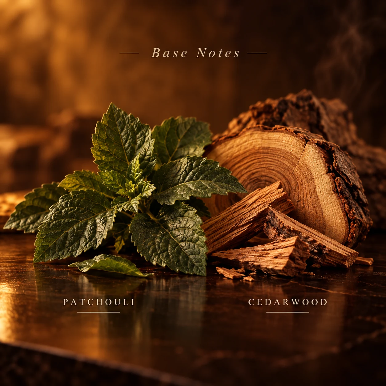 Alpha Male patchouli and cedarwood base-note artwork